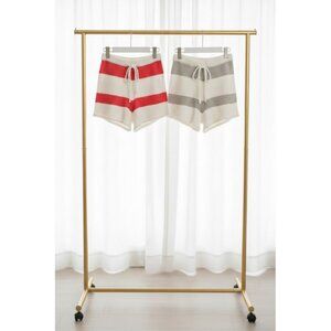 Women's Striped Knit Shorts (IVORY/RED)